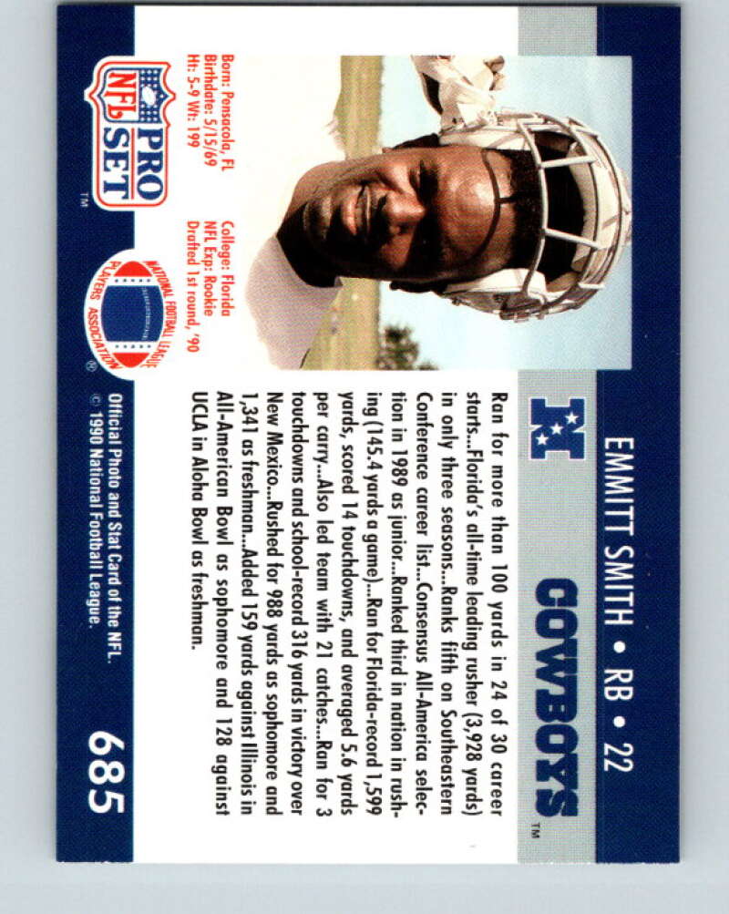 1990 Pro Set #685 Emmitt Smith Mint RC Rookie Dallas Cowboys