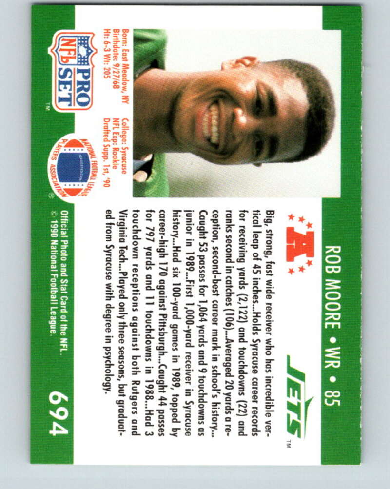 1990 Pro Set #694 Rob Moore Mint RC Rookie New York Jets