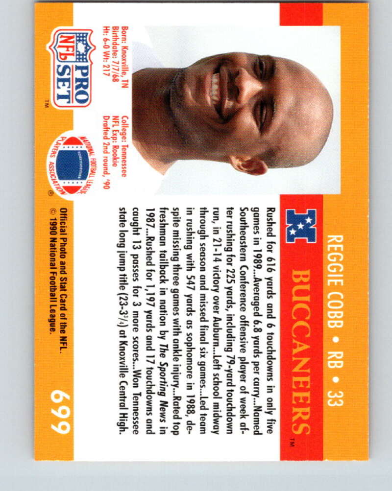 1990 Pro Set #699 Reggie Cobb Mint RC Rookie Tampa Bay Buccaneers Image 2