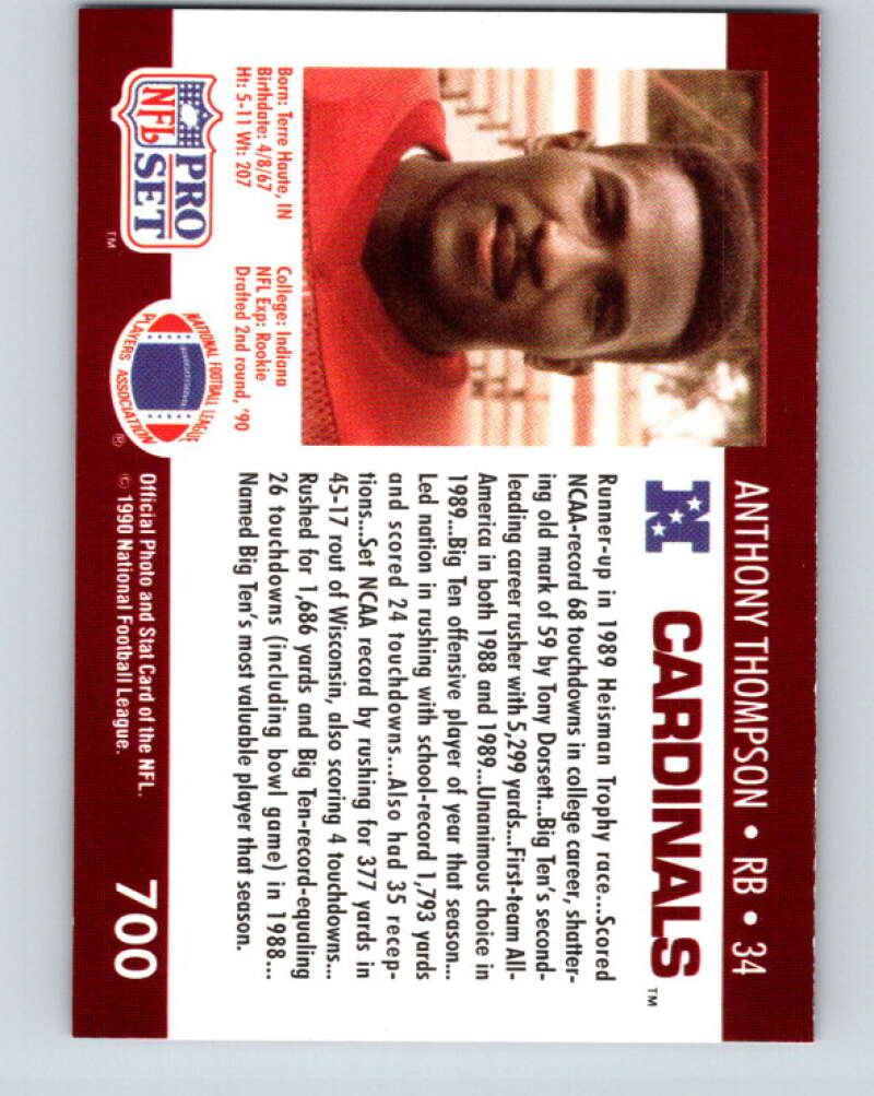 1990 Pro Set #700 Anthony Thompson Mint Phoenix Cardinals