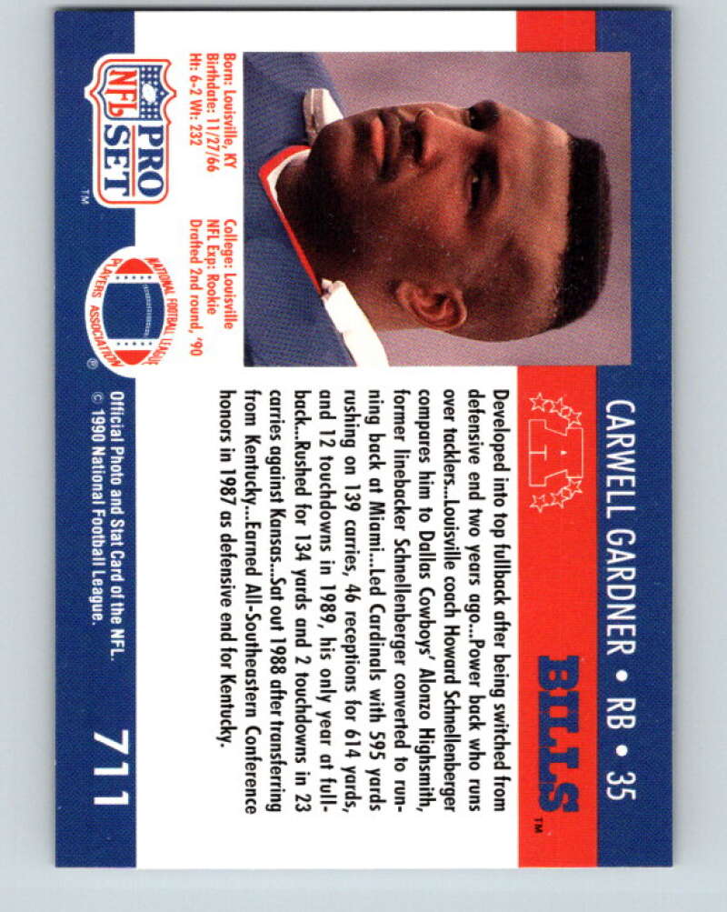 1990 Pro Set #711 Carwell Gardner Mint RC Rookie Buffalo Bills