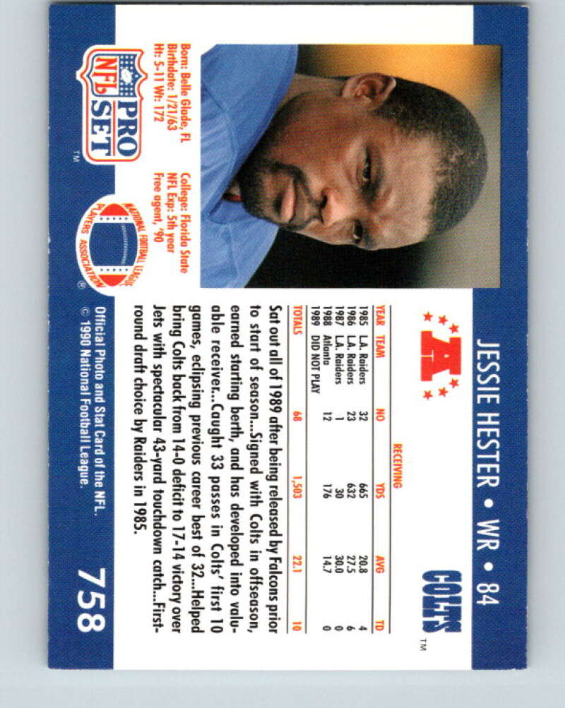 1990 Pro Set #758 Jessie Hester Mint RC Rookie Indianapolis Colts