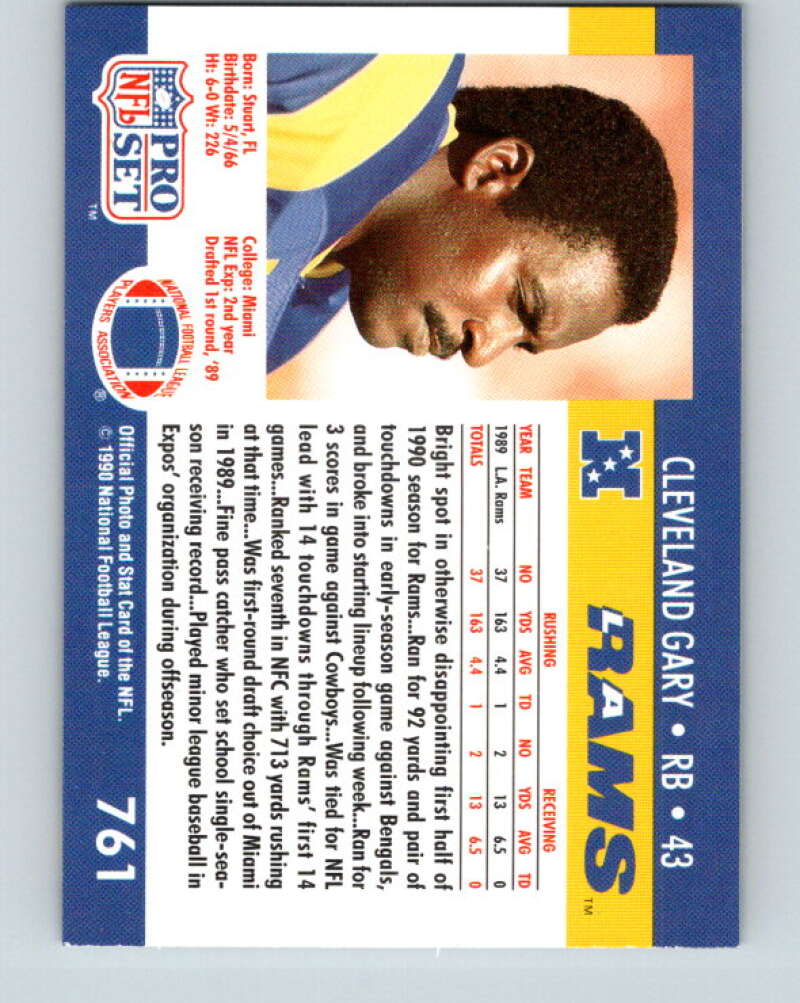 1990 Pro Set #761 Cleveland Gary Mint Los Angeles Rams
