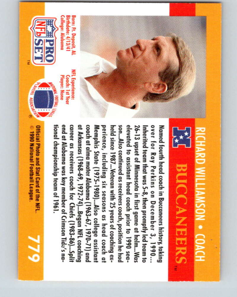 1990 Pro Set #779 Richard Williamson Mint RC Rookie Tampa Bay Buccaneers