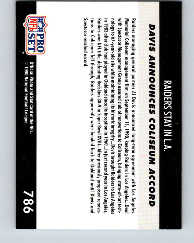 1990 Pro Set #786 Al Davis Mint Los Angeles Raiders