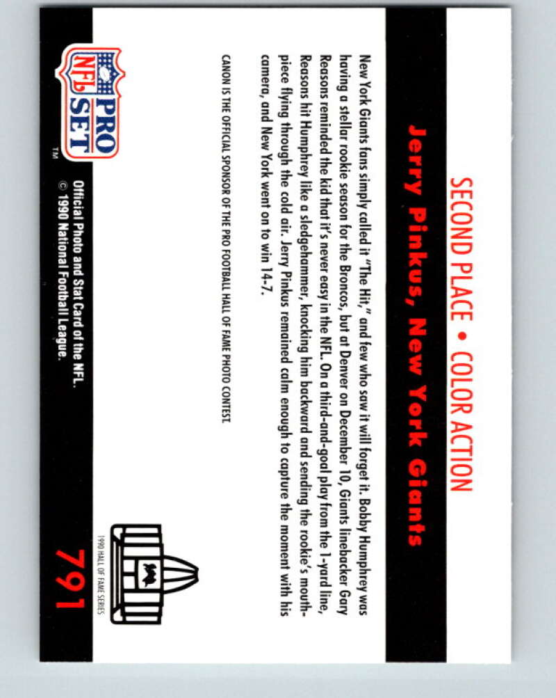 1990 Pro Set #791 Gary Reasons/Bobby Humphrey Mint New York Giants Image 2