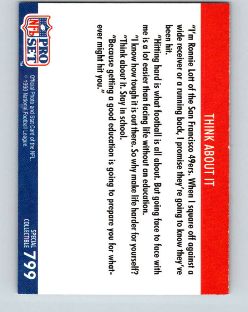 1990 Pro Set #799 Ronnie Lott Mint San Francisco 49ers