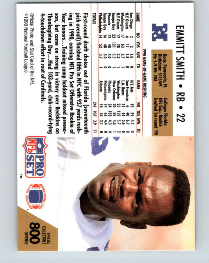 1990 Pro Set #800O Emmitt Smith Mint Dallas Cowboys
