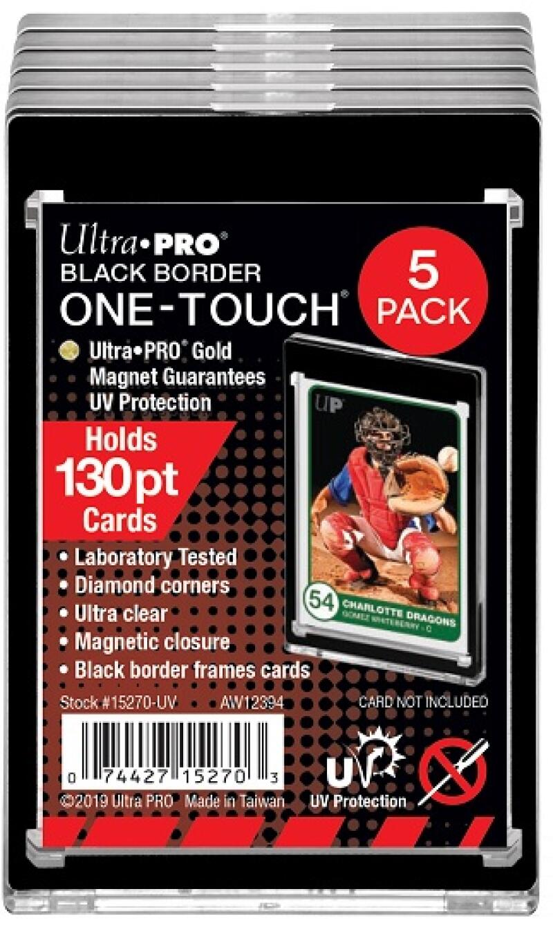 Ultra Pro 1Touch 130pt Black Border UV Magnetic Holder - Pack of 5