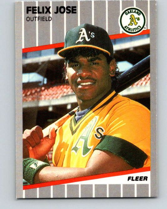 1989 Fleer #15 Felix Jose Mint RC Rookie Oakland Athletics  Image 1