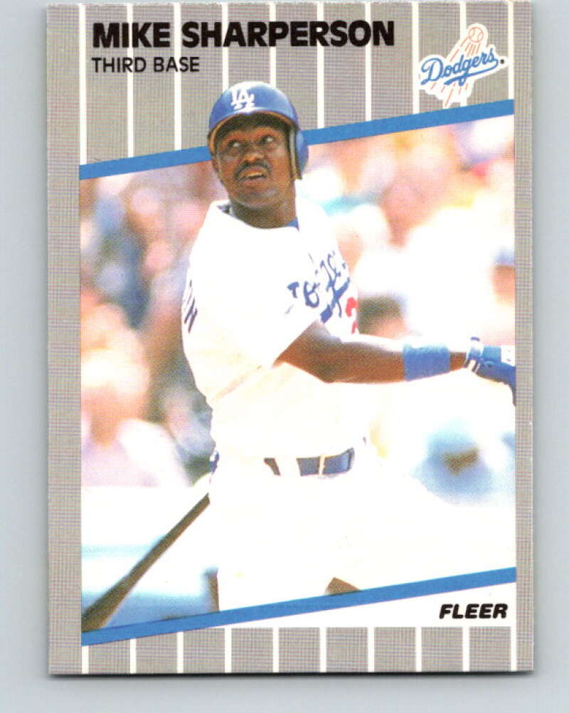 1989 Fleer #72 Mike Sharperson Mint Los Angeles Dodgers Image 1