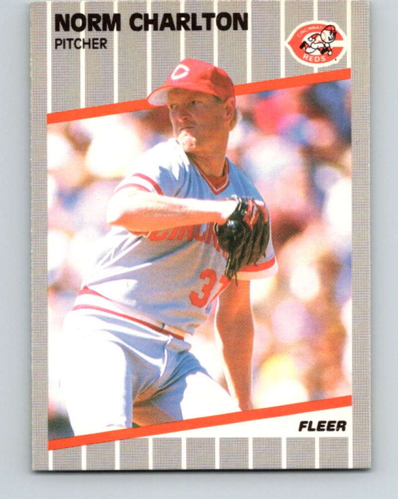 1989 Fleer #155 Norm Charlton Mint RC Rookie Cincinnati Reds Image 1