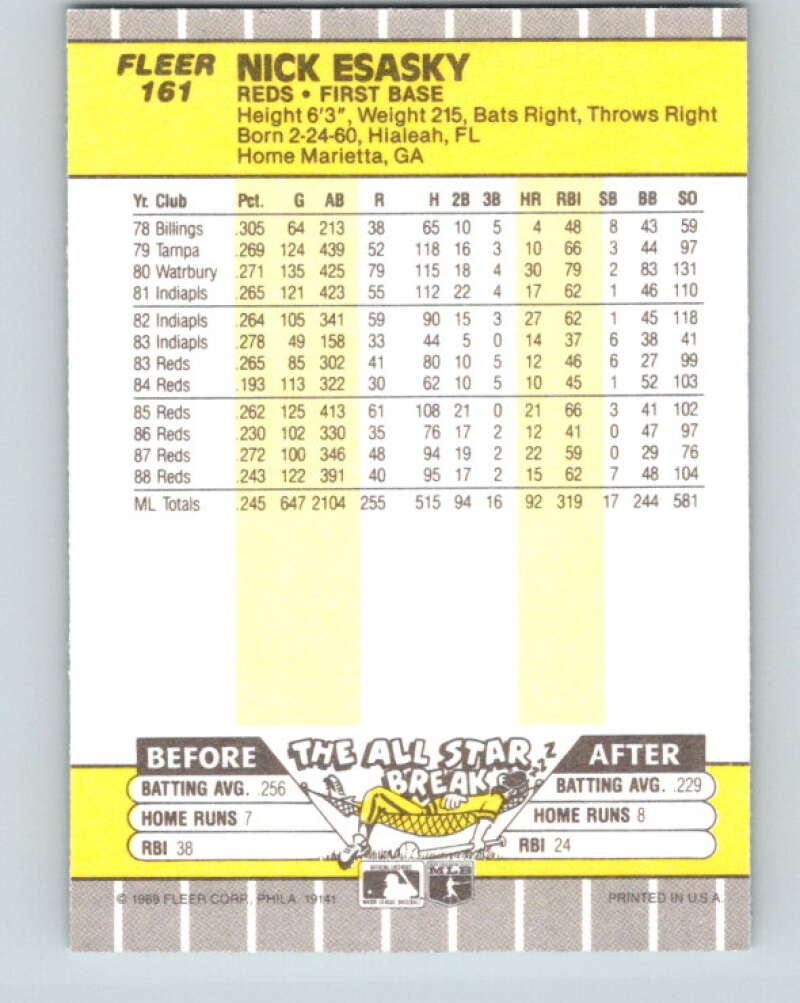 1989 Fleer #161 Nick Esasky Mint Cincinnati Reds Image 2