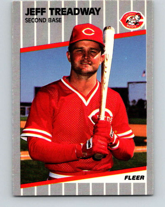 1989 Fleer #173 Jeff Treadway ERR Mint Cincinnati Reds  Image 1