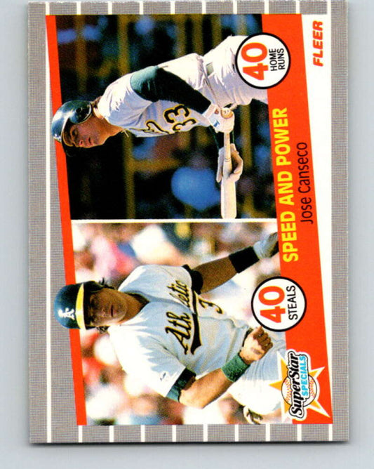 1989 Fleer #628 Jose Canseco Speed and Power Mint Oakland Athletics