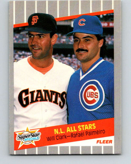 1989 Fleer #631 Will Clark/Rafael Palmeiro NL All Stars Mint