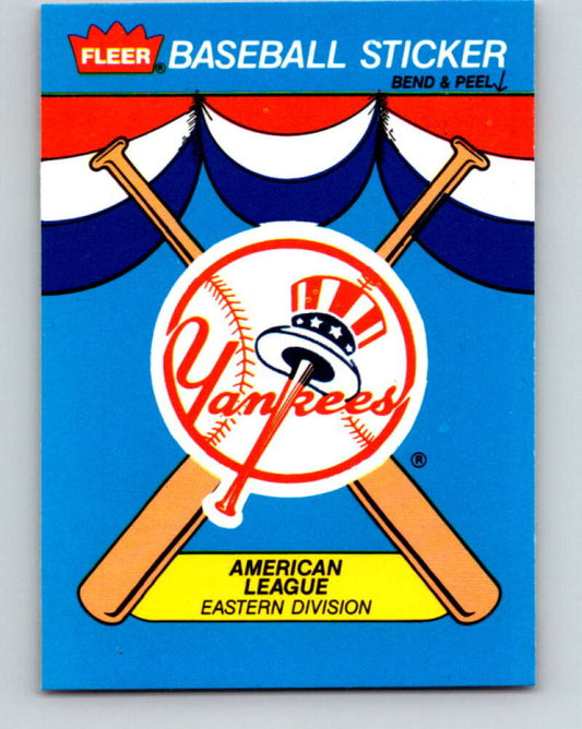 1989 Fleer Team Stickers #NNO New York Yankees Mint New York Yankees