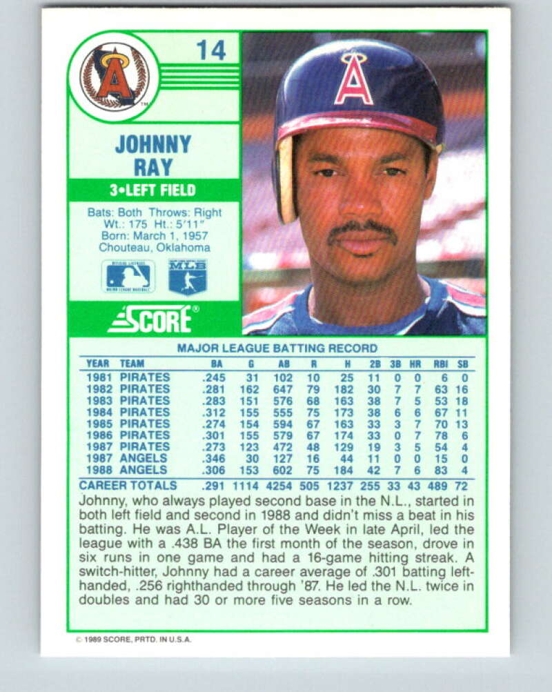 1989 Score #14 Johnny Ray Mint California Angels