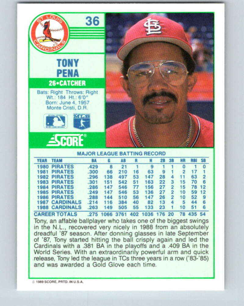 1989 Score #36 Tony Pena Mint St. Louis Cardinals