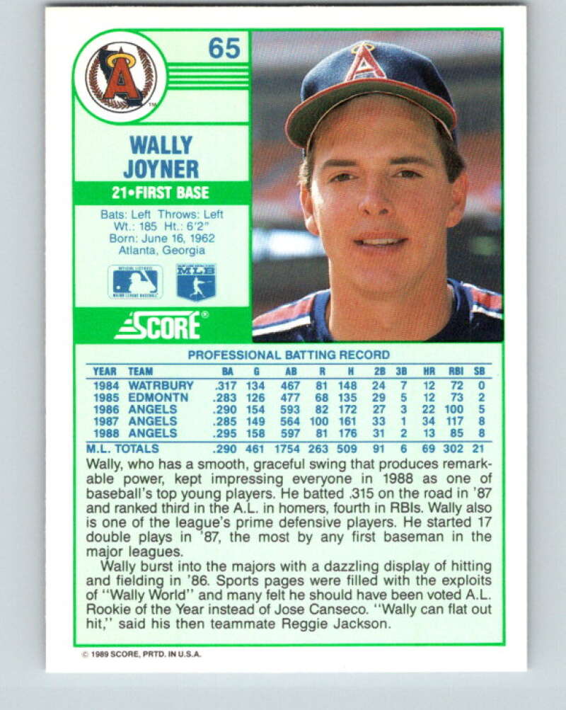 1989 Score #65 Wally Joyner Mint California Angels