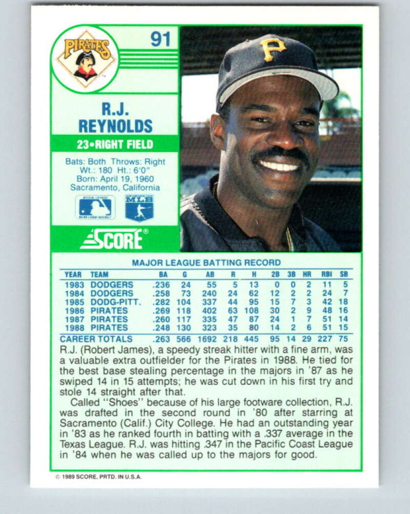 1989 Score #91 R.J. Reynolds Mint Pittsburgh Pirates