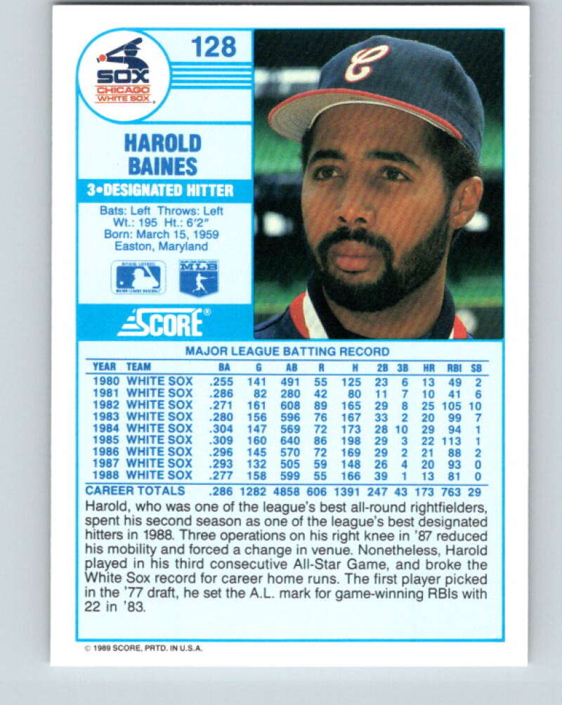 1989 Score #128 Harold Baines Mint Chicago White Sox