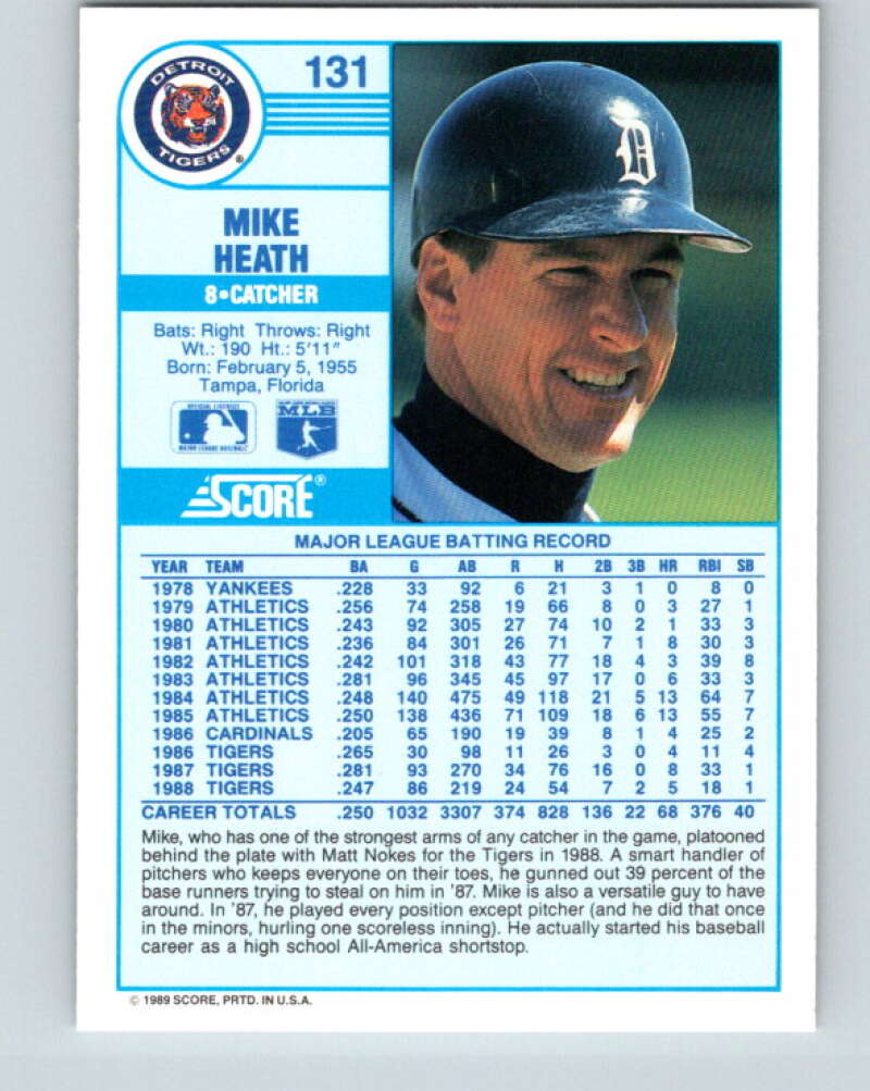 1989 Score #131 Mike Heath Mint Detroit Tigers