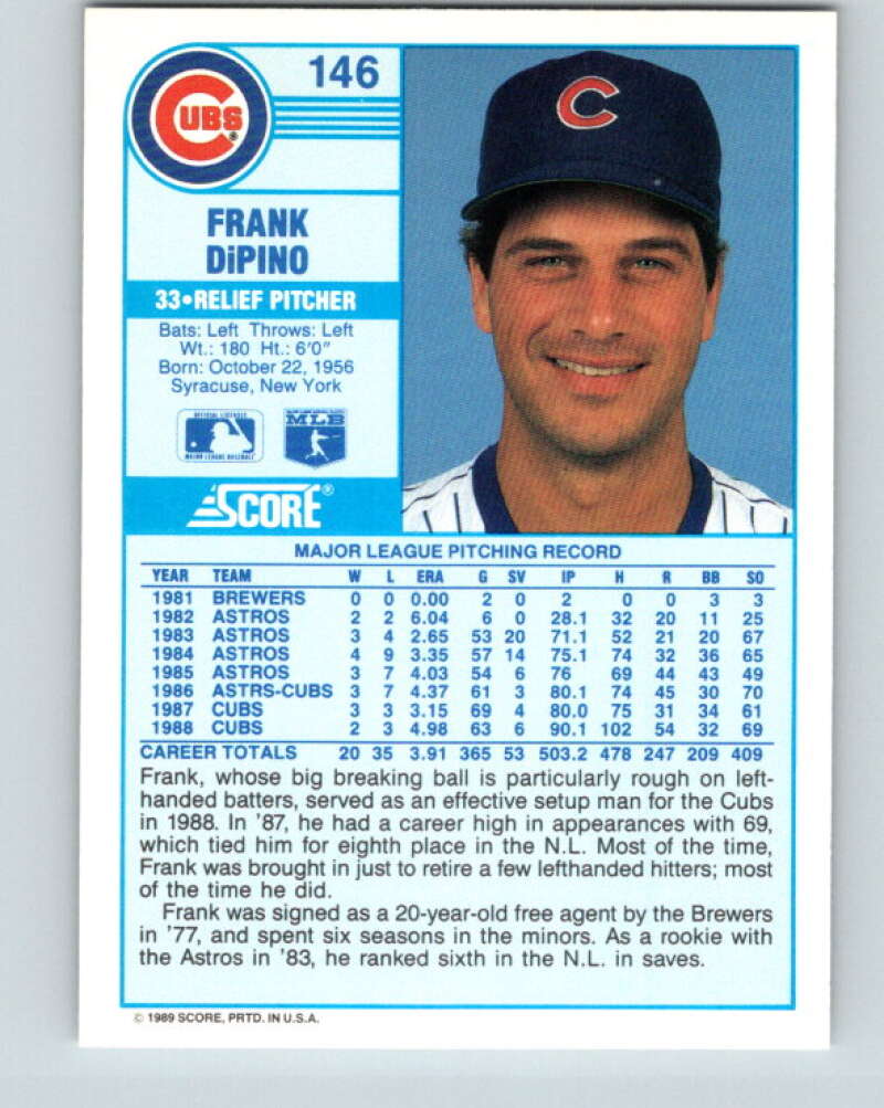 1989 Score #146 Frank DiPino Mint Chicago Cubs