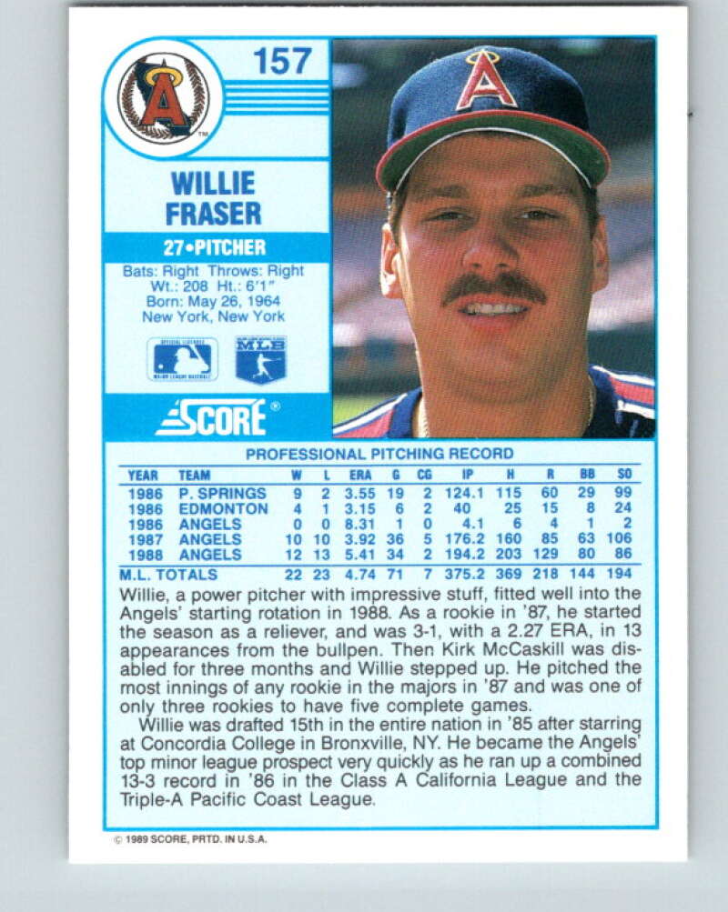 1989 Score #157 Willie Fraser Mint California Angels