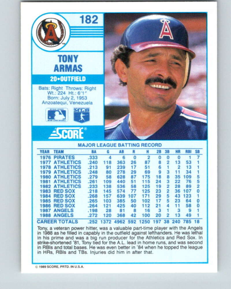 1989 Score #182 Tony Armas Mint California Angels
