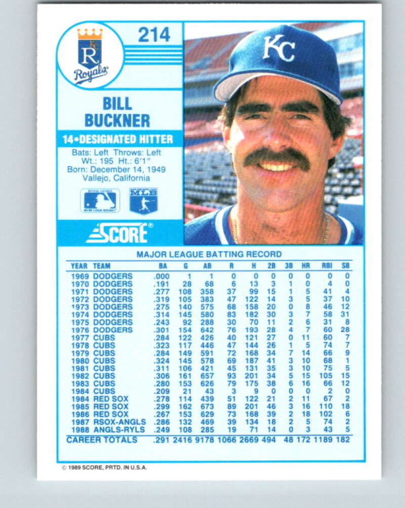 1989 Score #214 Bill Buckner Mint Kansas City Royals