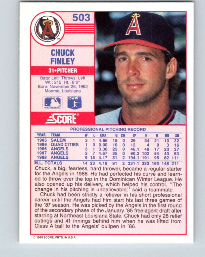 1989 Score #503 Chuck Finley Mint California Angels