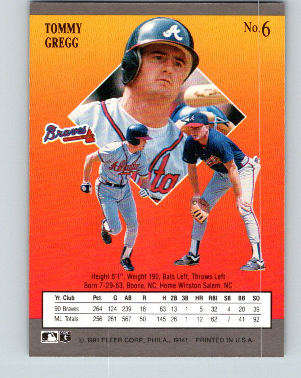 1991 Ultra #6 Tommy Gregg Mint Atlanta Braves