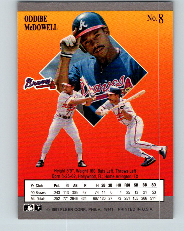 1991 Ultra #8 Oddibe McDowell Mint Atlanta Braves