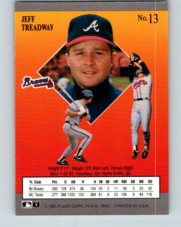 1991 Ultra #13 Jeff Treadway Mint Atlanta Braves