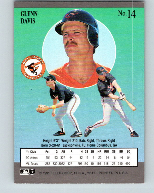 1991 Ultra #14 Glenn Davis Mint Baltimore Orioles