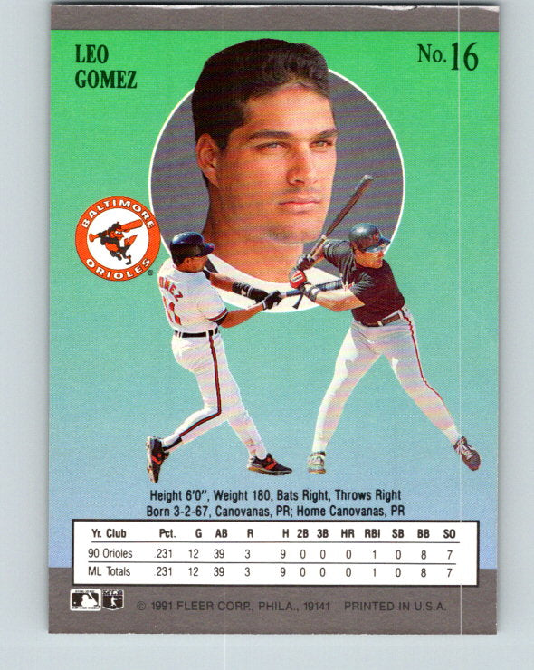 1991 Ultra #16 Leo Gomez Mint Baltimore Orioles