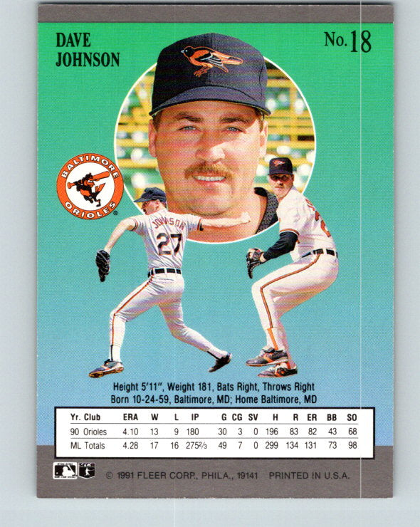 1991 Ultra #18 Dave Johnson Mint Baltimore Orioles