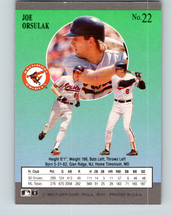1991 Ultra #22 Joe Orsulak Mint Baltimore Orioles