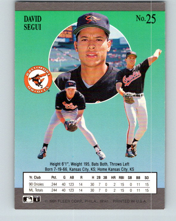 1991 Ultra #25 David Segui Mint Baltimore Orioles