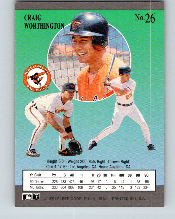 1991 Ultra #26 Craig Worthington Mint Baltimore Orioles