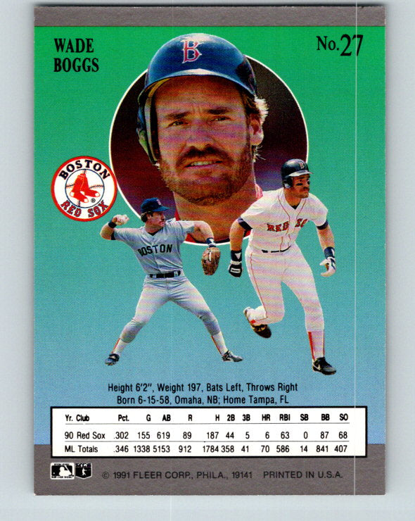 1991 Ultra #27 Wade Boggs Mint Boston Red Sox