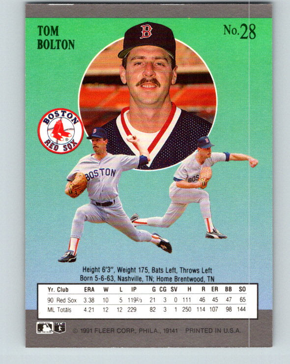 1991 Ultra #28 Tom Bolton Mint Boston Red Sox