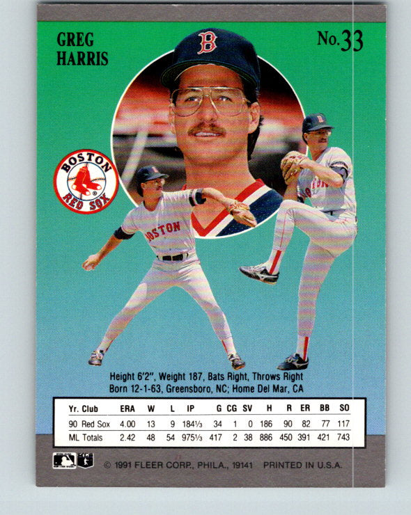 1991 Ultra #33 Greg Harris Mint Boston Red Sox