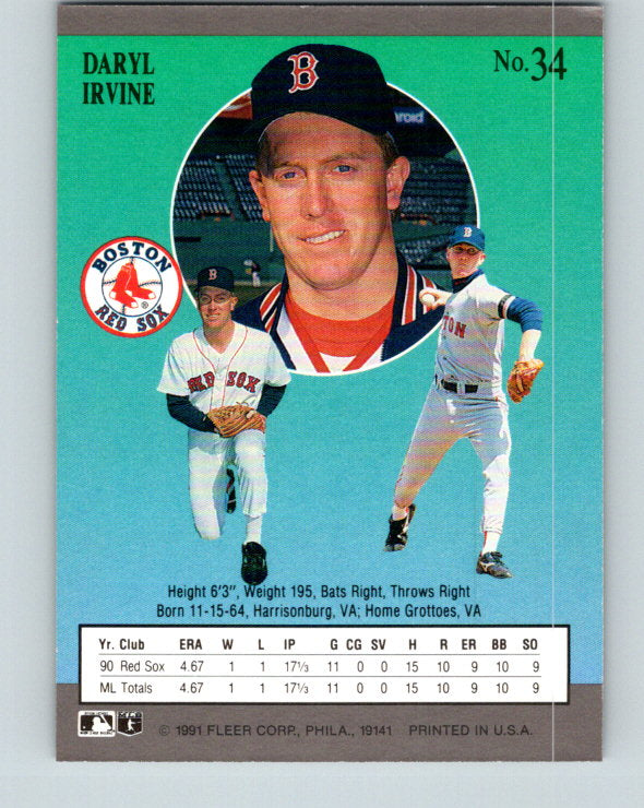 1991 Ultra #34 Daryl Irvine Mint RC Rookie Boston Red Sox
