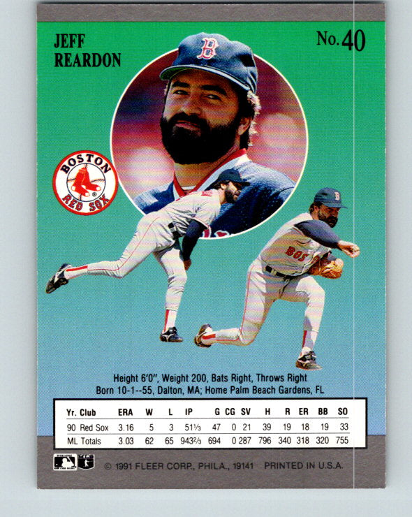 1991 Ultra #40 Jeff Reardon Mint Boston Red Sox