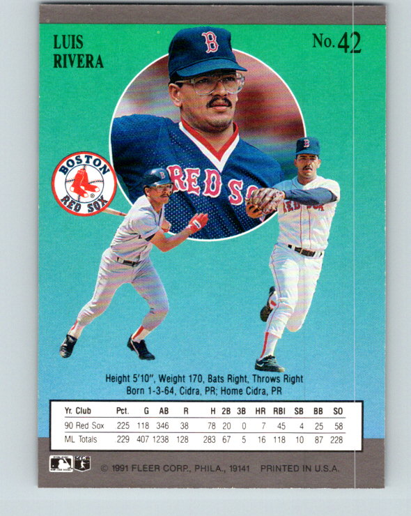 1991 Ultra #42 Luis Rivera Mint Boston Red Sox