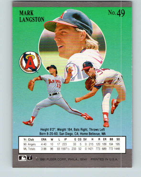 1991 Ultra #49 Mark Langston Mint California Angels