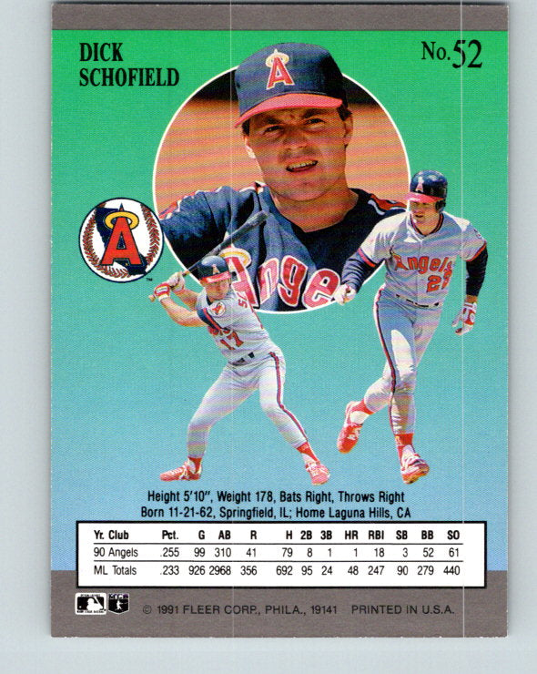 1991 Ultra #52 Dick Schofield Mint California Angels