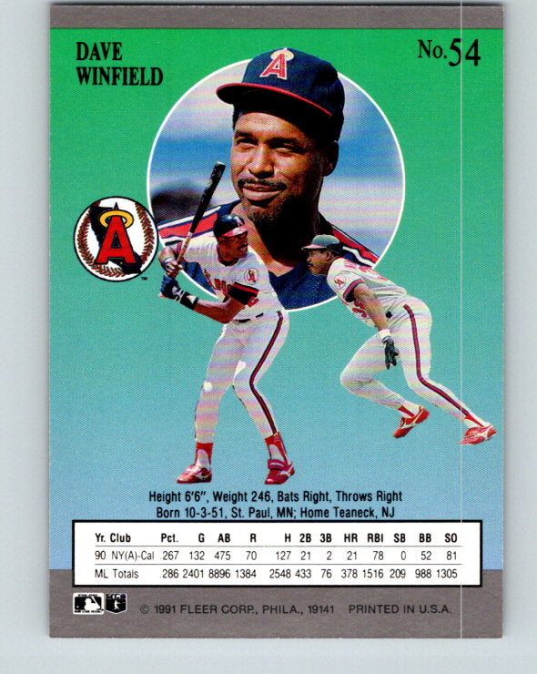 1991 Ultra #54 Dave Winfield Mint California Angels